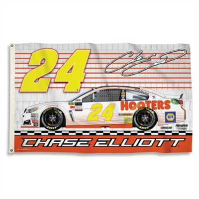 2017 Chase Elliott #24 Hooters 3'x5' Double Sided Flag
